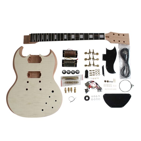 Electric Guitar DIY Kit SG590 Mahogany Body Flamed Maple Veneer Gold Fittings