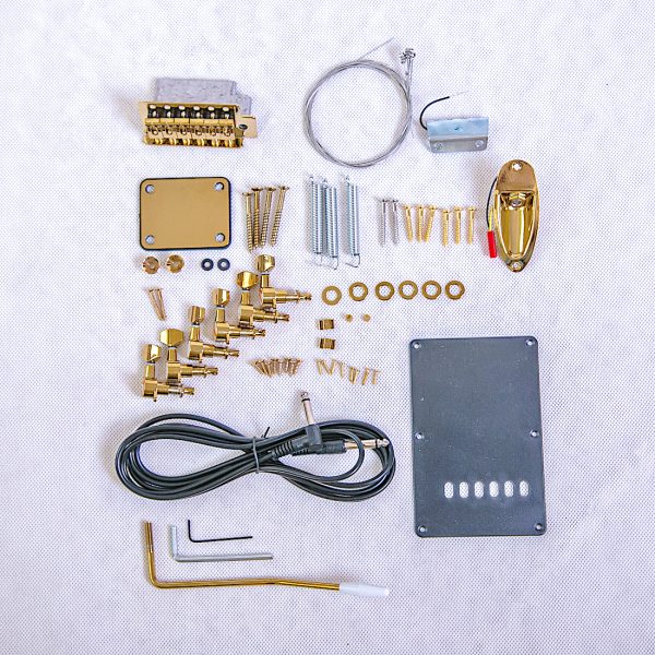 Electric Guitar DIY Kit ST4FG Ash Body Flamed Veneer Gold Fittings Ebony Black Fittings