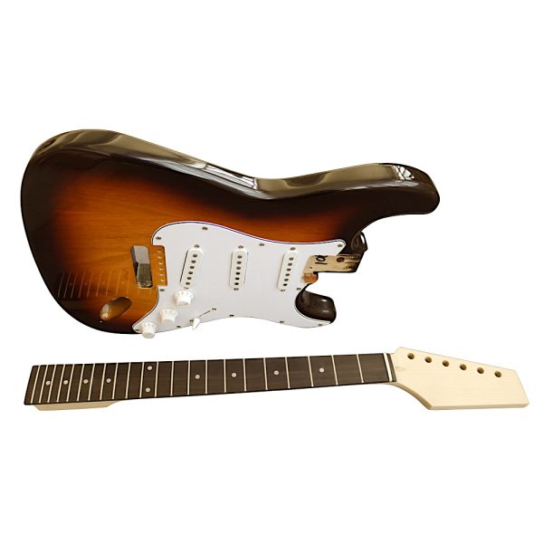 Electric Guitars Pre Painted DIY Kit STSB Ash Body 3 Tone Sunburst White Pickguard