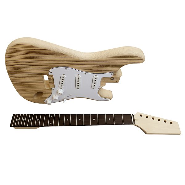 Electric Guitars DIY Kit STZZW Ash Body Zebrawood Veneer White