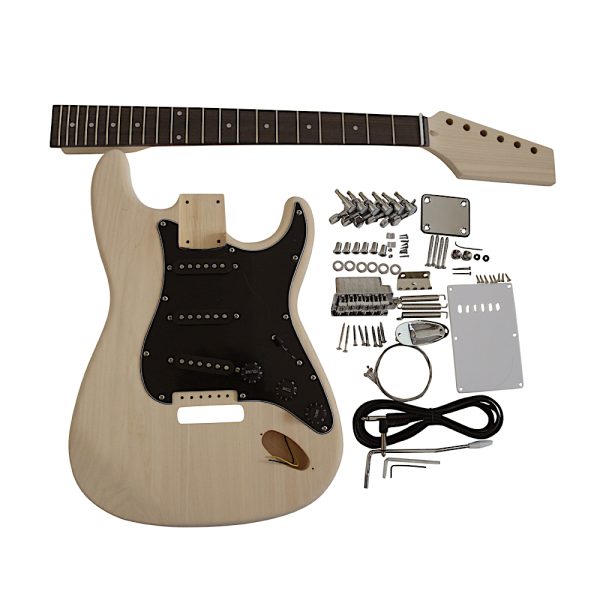 Coban Guitars Electric Guitar DIY Kit STBW4B with Basswood Body and Black Pickguard