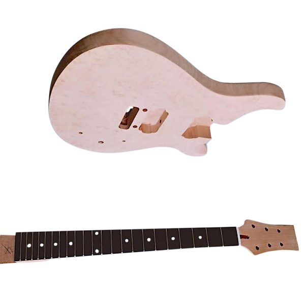 Coban Guitars DIY Guitars Kit Parts PR80 Birdseye Maple Veneer Mahogany Set in Neck 22 Frets Body and Neck Only
