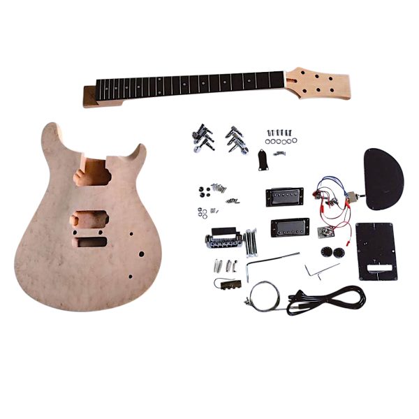 Coban Guitars DIY Guitar kit PR80 Birdseye Maple Veneer Chrome Hardware Set in Neck 22 Frets No Soldering