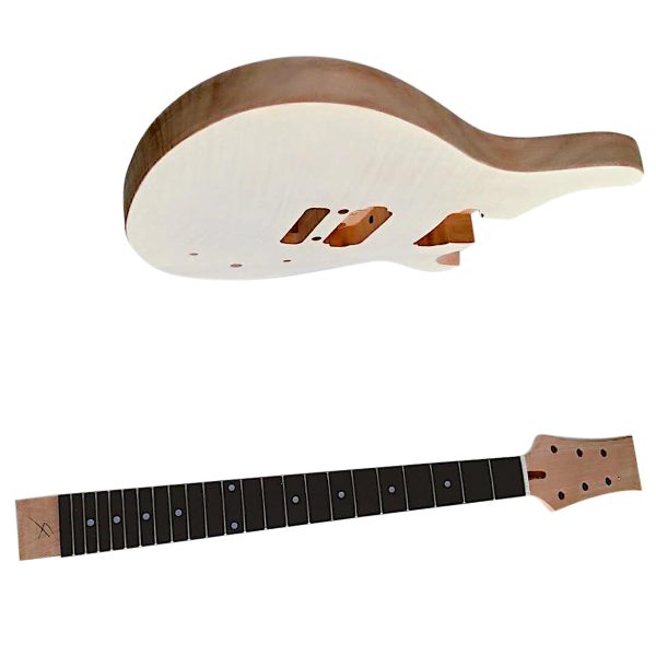Coban Guitars DIY Guitar kit PRFBN Flamed Maple Veneer Set in Neck 22 Frets Body and Neck ONLY