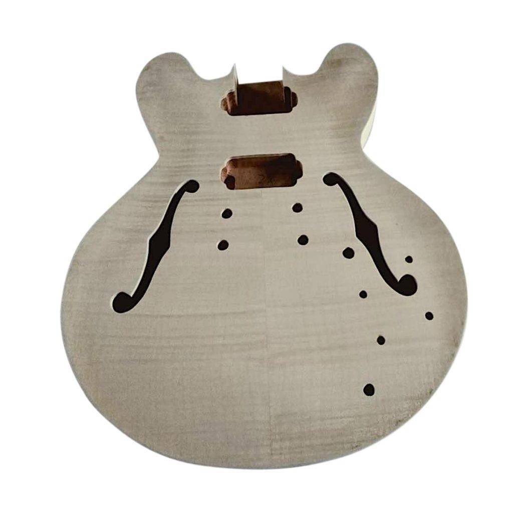 Coban Guitars Semi Hollow Guitar DIY Kit ES230 Flamed Maple Gold