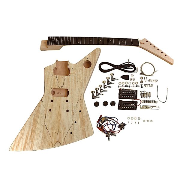 Coban Guitars Electric Guitar DIY Kit EXP1SG Spalted Veneer Gold Hardware Black Fitting
