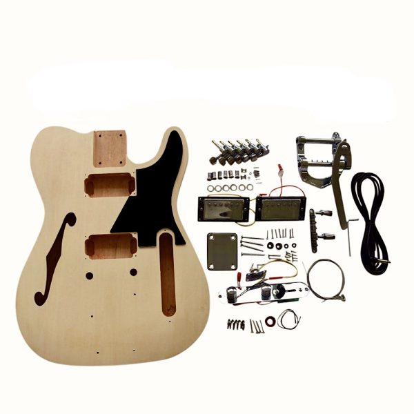 Coban Guitars Electric Guitar DIY Kit TL6A Ash Body Semi Hollow Ebony Fingerboard Black Pickguard