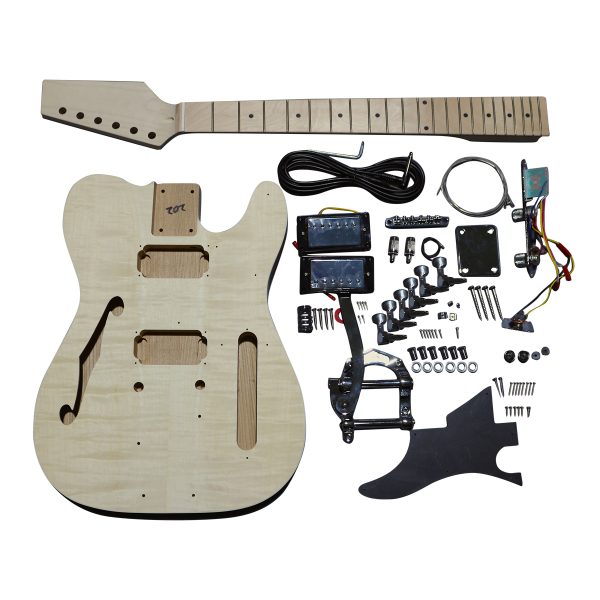 Electric Guitar DIY Kit TLF Ash Body Flamed Maple Double Sided with Maple Fingerboard Black Pickguard