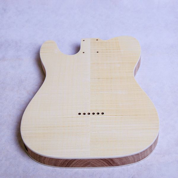 Electric Guitar DIY Kit TL6FF Ash Body Flame Maple both Sides with Ebony Fingerboard Hardware Gold Black Pickguard